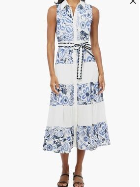 Adelyn Rae Ethena Embroidered Floral Midi Dress - Size Small